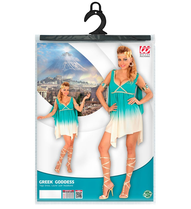 Göttin des Olymp Kostüm mit Lorbeerkranz Stirnband beige Kleid