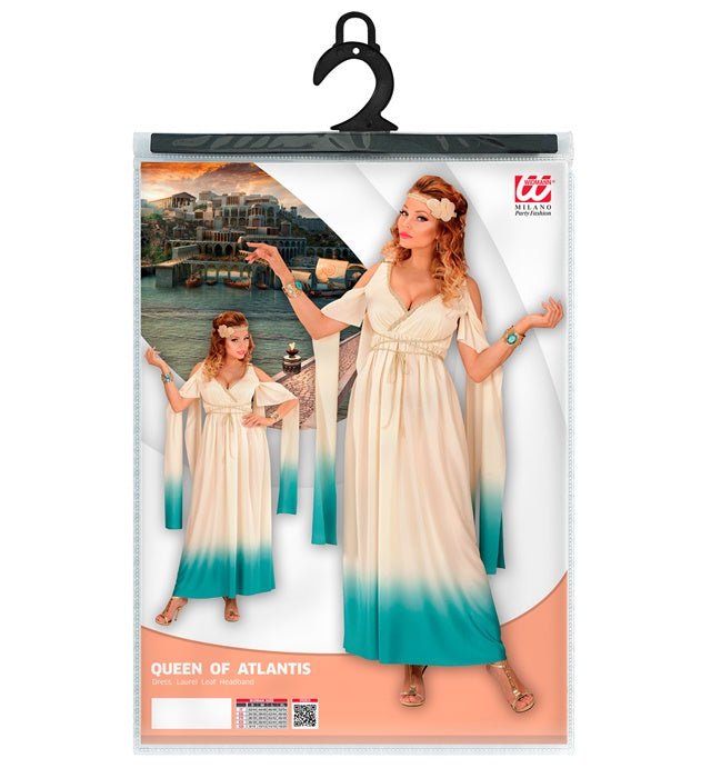 Kleid der Königin von Atlantis mit Lorbeerkranz Stirnband für Fasnacht
