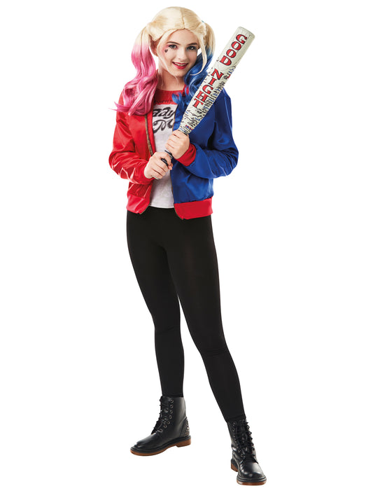 Rubies Harley Quinn Kinderkostüm für Mädchen mit bedruckter Jacke und Hemd – Produktansicht