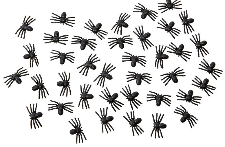 Rubies Spinnen-Deko Plastikspinnen Schwarz 40 Stück Halloween Deko Set