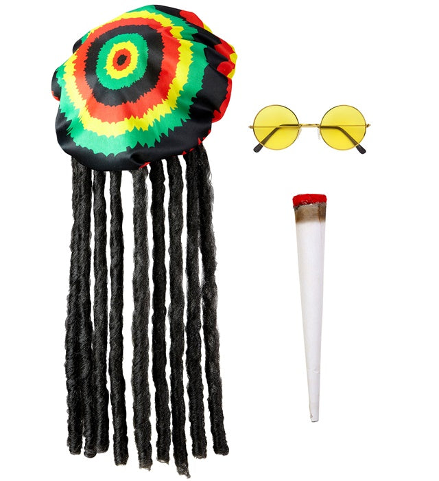 "RASTAMANN" (Mütze mit Dreadlocks, Brille, Joint) Diverse Farben