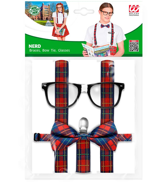 "NERD" (Hosenträger, Fliege, Brille) Diverse Farben