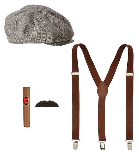 "DIE WILDEN 20er" (Mütze, Hosenträger, Schnurrbart, Zigarre)
