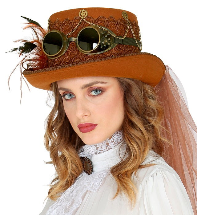 Steampunk Zylinder aus Filz 14 cm Höhe schwarz