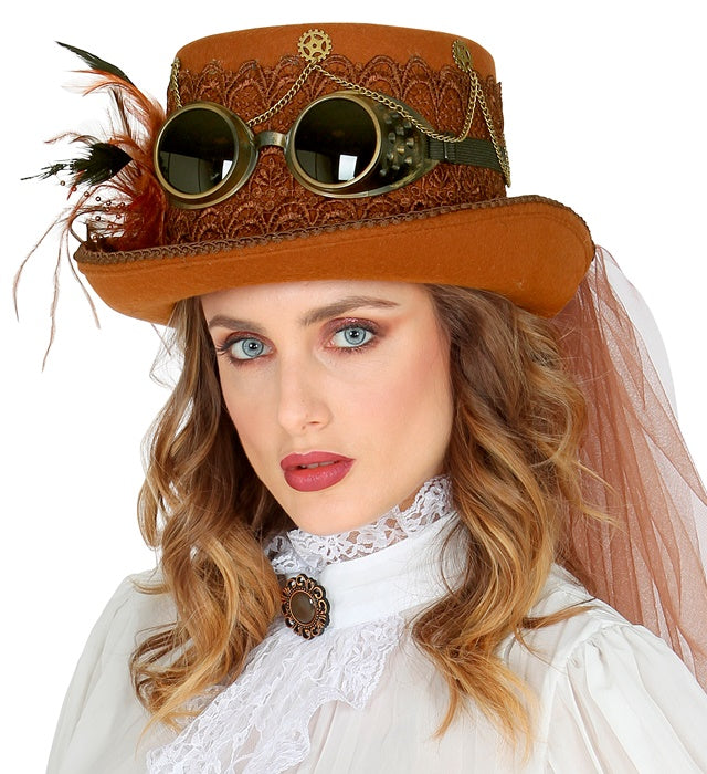 Steampunk Zylinder aus Filz 14 cm Höhe schwarz
