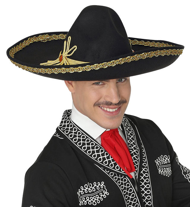 Deluxe Mexikanischer Sombrero aus Filz in traditionellem Stil mit 50 cm Durchmesser