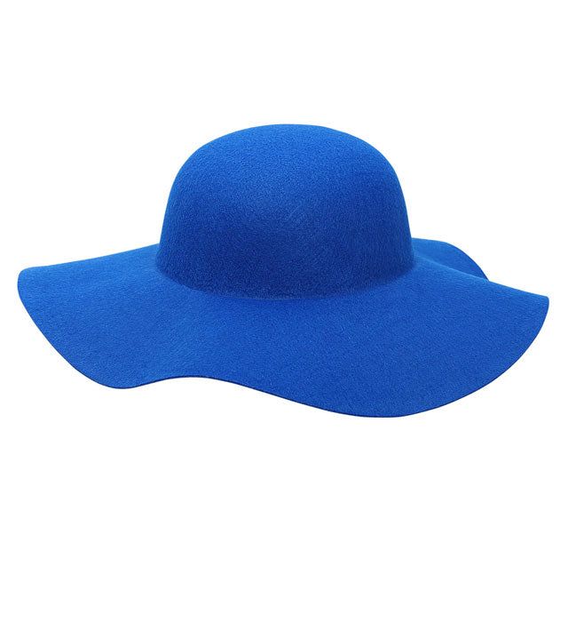 Blauer Damenhut aus Filz mit flexiblem breiten Rand für Fasnacht