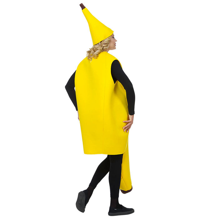 Miss Banana Kostüm mit gelbem Bananen-Hut für Fasnacht