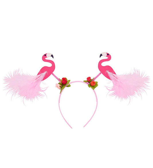 Flamingo Haarreif mit leuchtend pinken Flamingo-Details für Fasnacht und Karneval