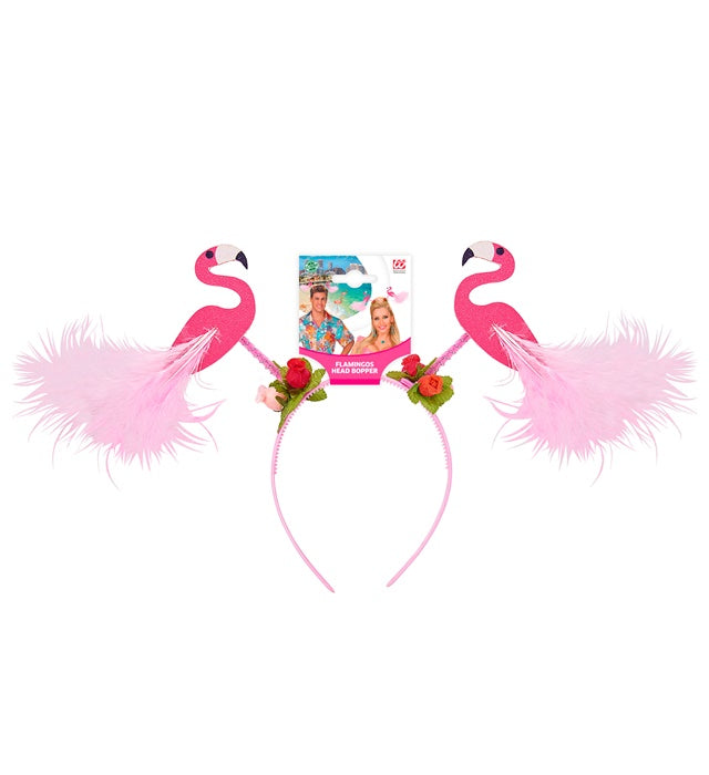 Flamingo Haarreif mit leuchtend pinken Flamingo-Details für Fasnacht und Karneval