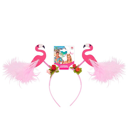 Flamingo Haarreif mit leuchtend pinken Flamingo-Details für Fasnacht und Karneval