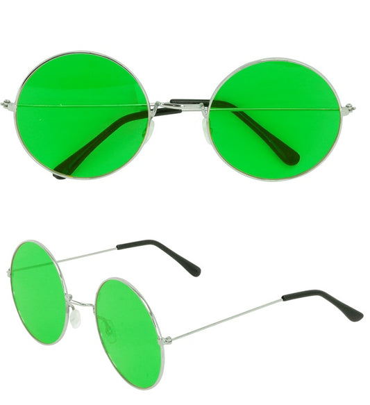 XL Hippie Brille mit großen grünen Gläsern als Fasnacht Accessoire