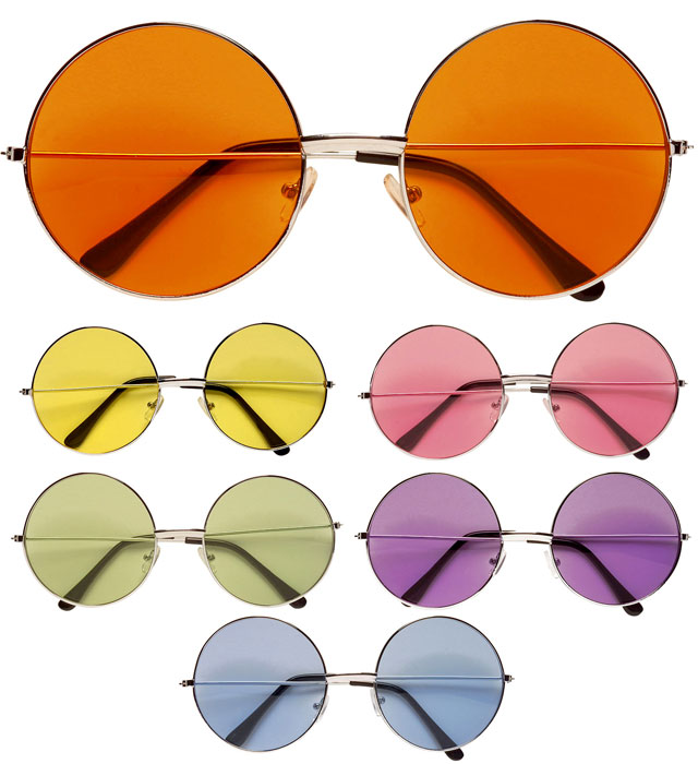 XL Hippie-Brille in verschiedenen Farben als Fasnacht Kostümzubehör