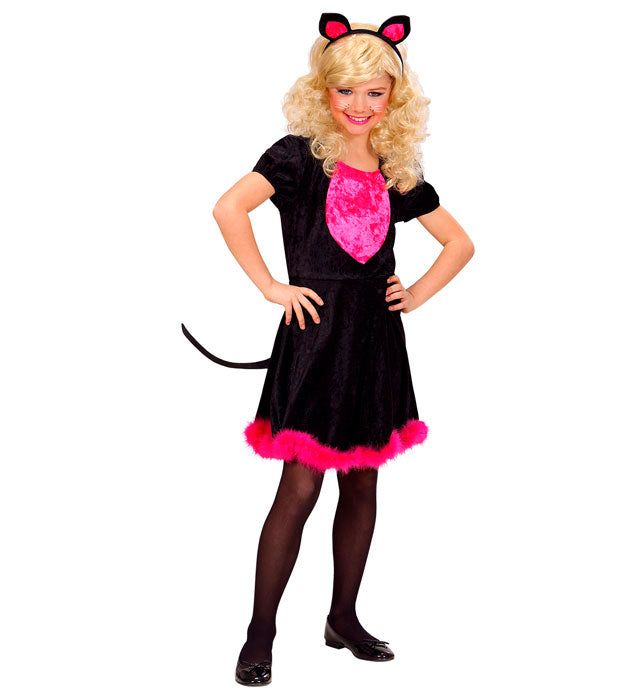 KITTY KAT Katzenkostüm Kleid mit Schwanz und Ohren für Fasnacht