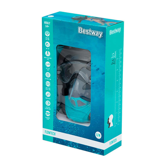 Bestway Schnorchel Doppelschlauch Ausblasventil Anti-Beschlag L/XL +12 Jahre Strand und Pool 24058