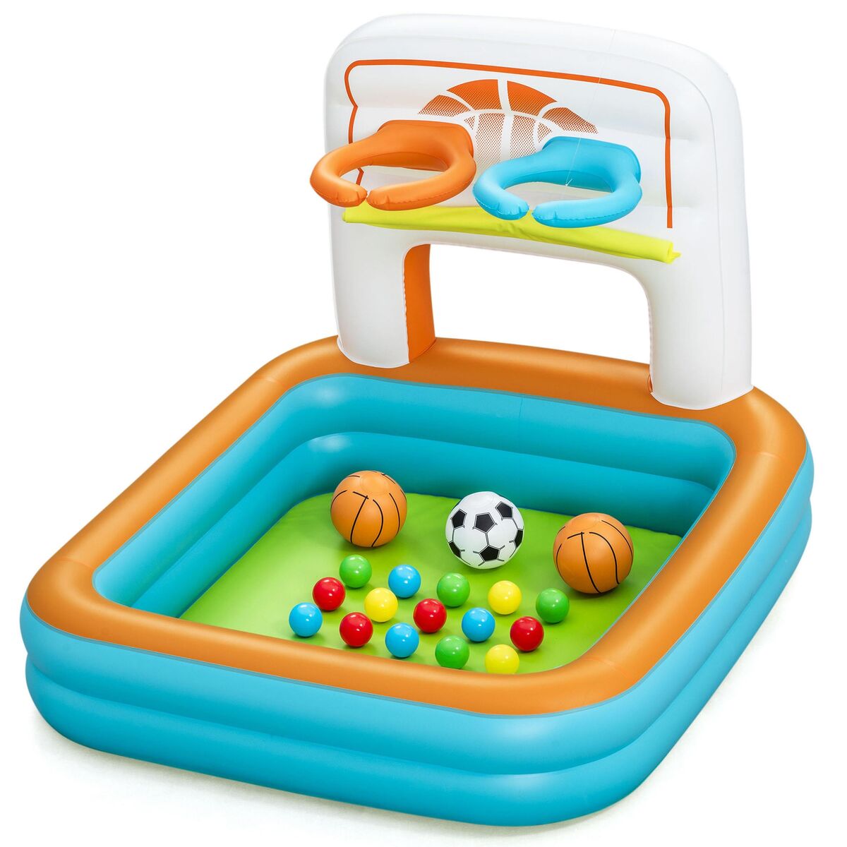 Bestway Kick N’ Swish aufblasbares Bällebad mit Bällen, bunt, 120 × 107 × 84 cm – Produktansicht
