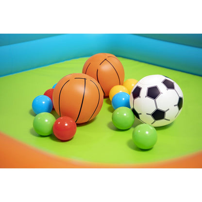 Bestway Kick N’ Swish aufblasbares Bällebad mit Bällen, bunt, 120 × 107 × 84 cm – Seitenansicht