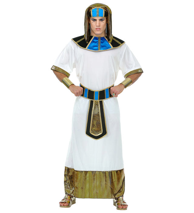 Pharao Kostüm mit Tunika, Gürtel, Kragen und Kopfbedeckung für Fasnacht