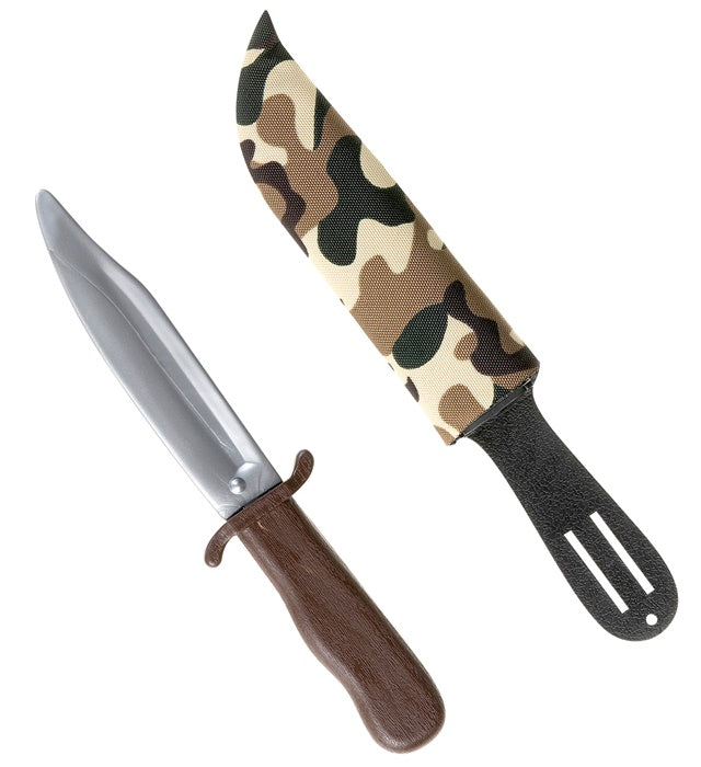 Spielzeugmesser mit Camouflage-Scheide 28 cm für Fasnacht und Karneval