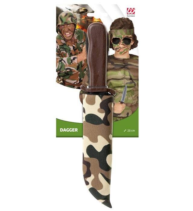 Spielzeugmesser mit Camouflage-Scheide 28 cm für Fasnacht und Karneval