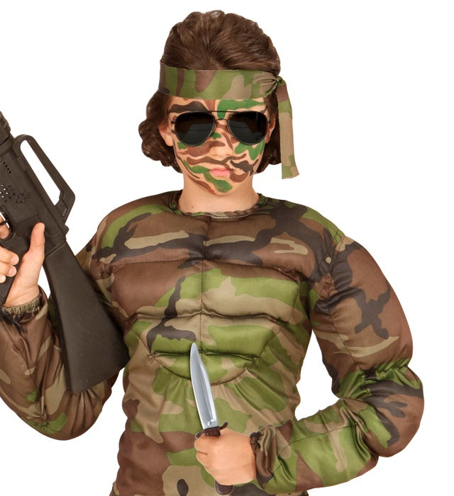 Spielzeugmesser mit Camouflage-Scheide 28 cm für Fasnacht und Karneval