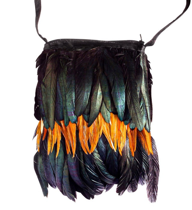 Indigene Tasche mit Federn als Fasnacht Accessoire