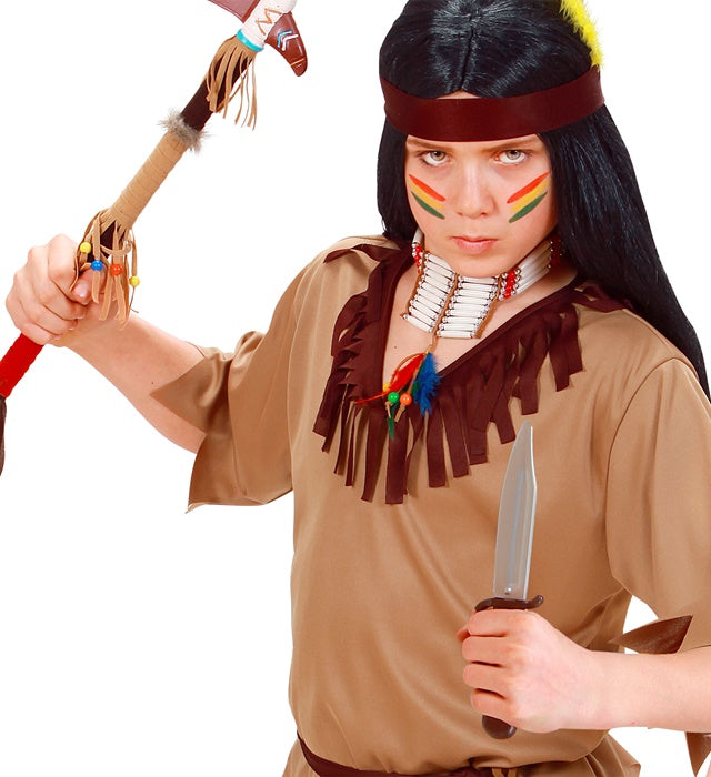 Indianermesser mit Wildlederoptiktasche 28 cm für Fasnacht und Karneval