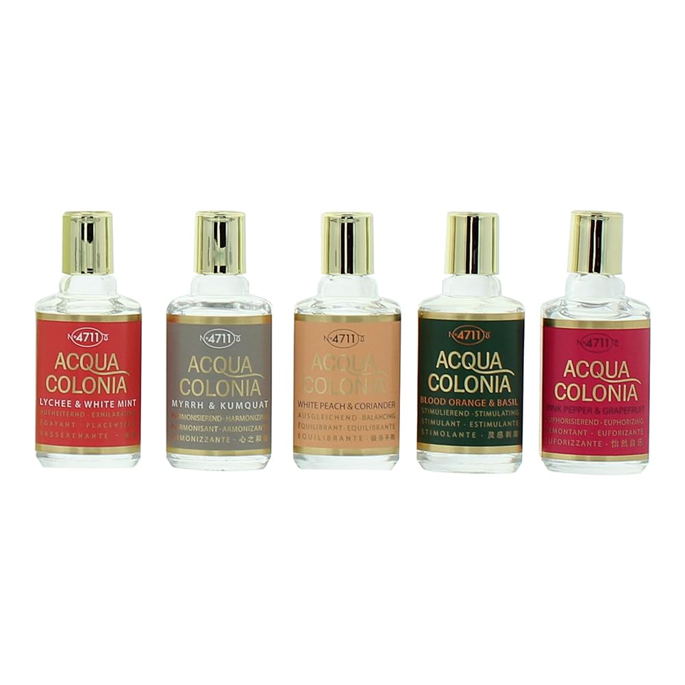 Set 4711: Acqua Colonia Lychee & White Mint, Eau De Cologne, Unisex, 8 ml + Acqua Colonia Myrrh & Kumquat, Eau De Cologne, Unisex, 8 ml + Acqua Colonia White Peach & Coriander, Eau De Cologne, Unisex, 8 ml + Acqua Colonia Blood Orange & Basil, Eau