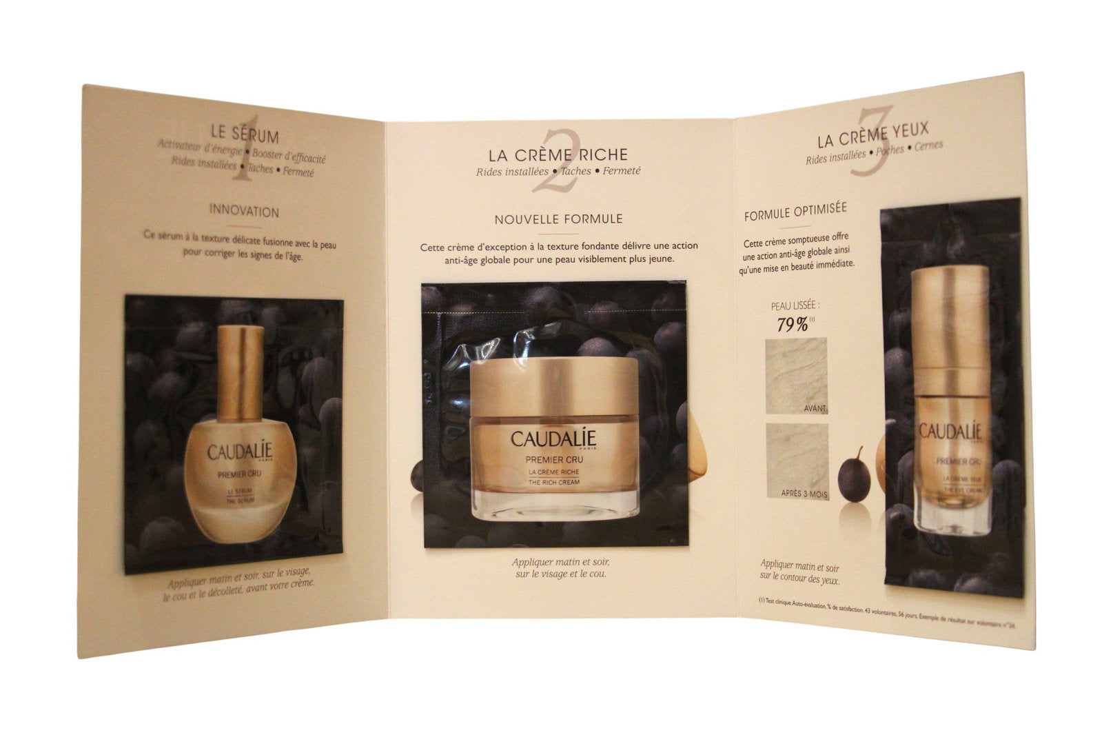 Caudalie Hautpflegeset Set Caudalie: Premier Cru, Hyaluronic Acid, Hydrating, Day & Night, Cream, For Face, 2 ml *Sample + Pr