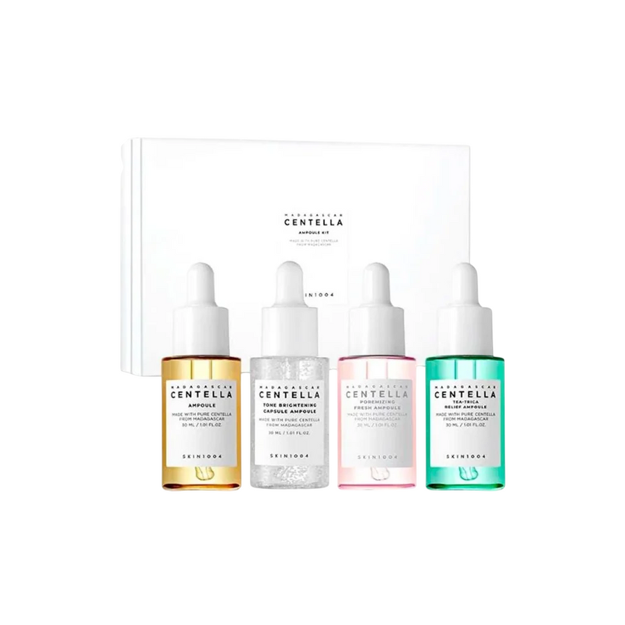 Madagascar Centella Set Skin1004: Centella Poremizing, Pore-Minimising & Smoothing, Day & Night, Ampoules Treatment Serum, For Face, For Women, 30 ml + Tea-Trica, Smoothing, Day & Night, Ampoules Treatment Serum, For Face, For Women, 30 ml + Tone