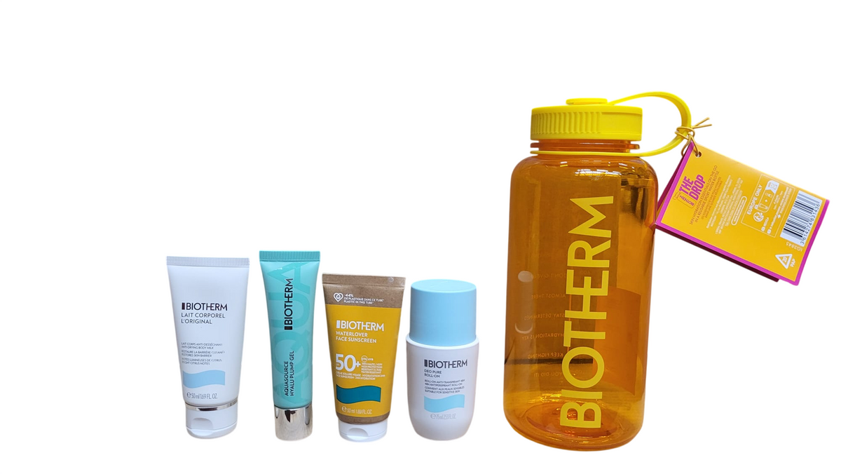 Biotherm Pflege- und Sonnenschutz-Set mit Body Milk, Deo Roll-On, SPF 50+ und Aquasource Gel