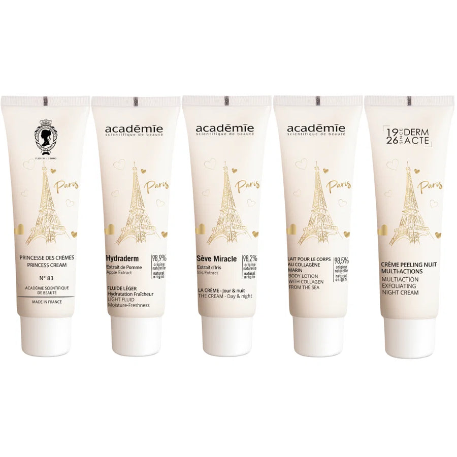 Set Academie Scientifique De Beaute: Princess, Firming & Brightening, Day, Cream, For Face, 30 ml + Hydraderm, Hydrating, Fluid, For Face, 30 ml + Seve Miracle, Regenerating, Day & Night, Cream, For Face, 30 ml + Collagen Marine, Hydrating &