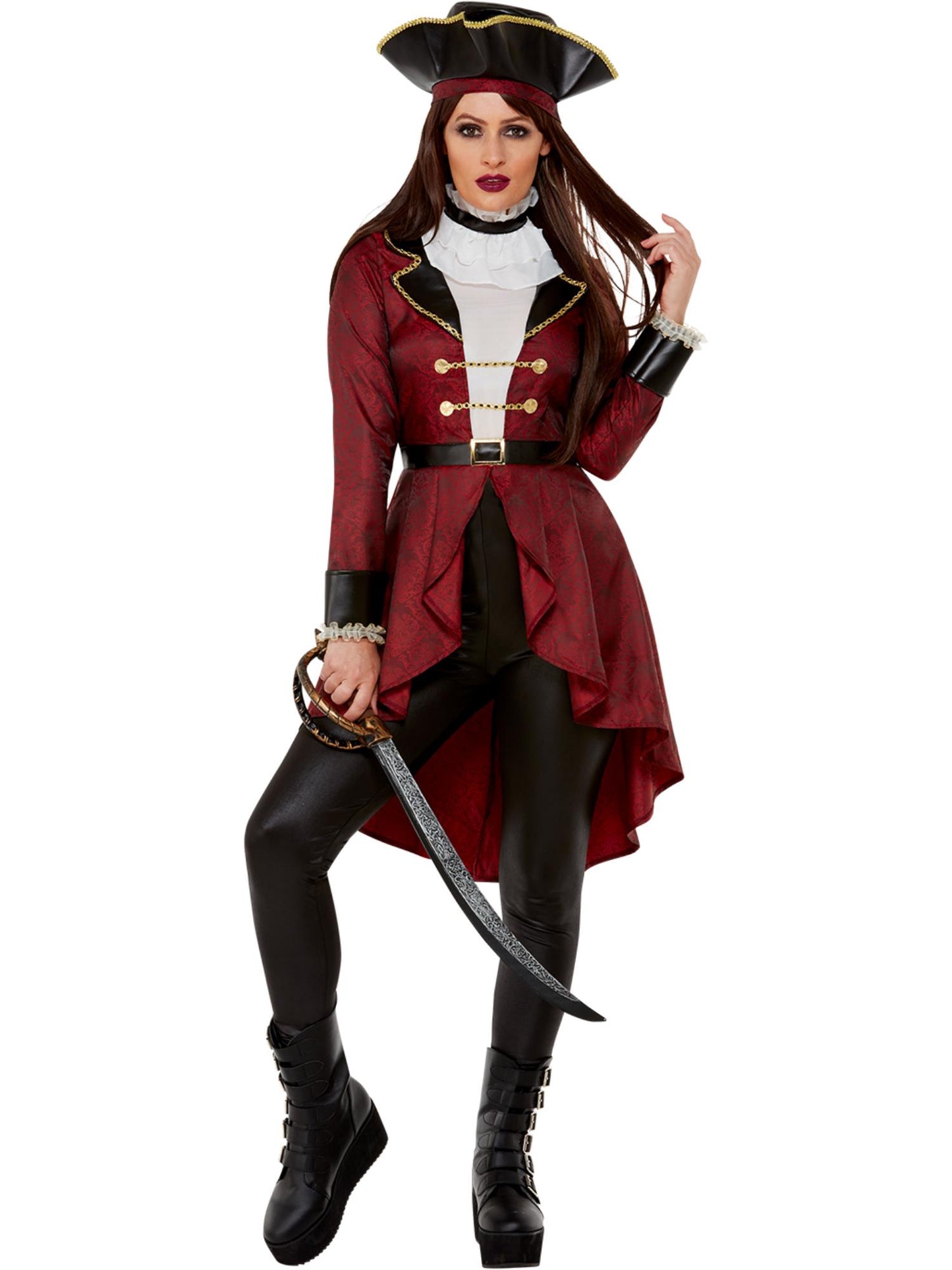 Smiffys Deluxe Swashbuckler Pirate Costume, Burgundy CS für Damen