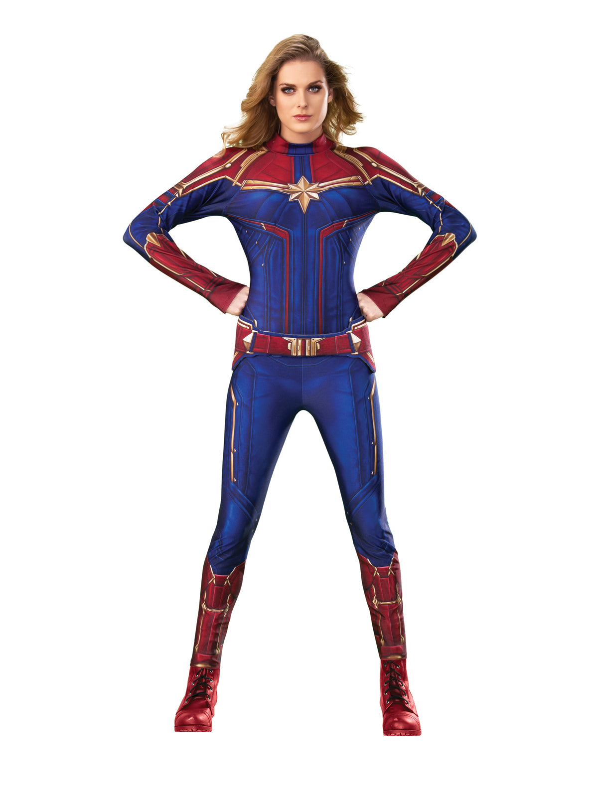 Rubies Captain Marvel Deluxe Kostüm für Damen mit Langarm-Top und Headpiece