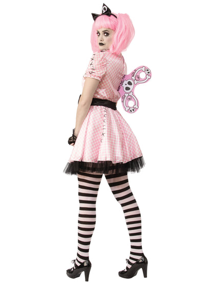 Rubies Skeleton Pink Skelly Kostüm für Damen mit Kleid und Schleife – Detailansicht