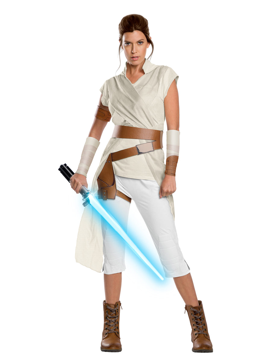 Rubies Star Wars Rey Kostüm für Damen mit Oberteil, Gürtel, Armstulpen und Hose