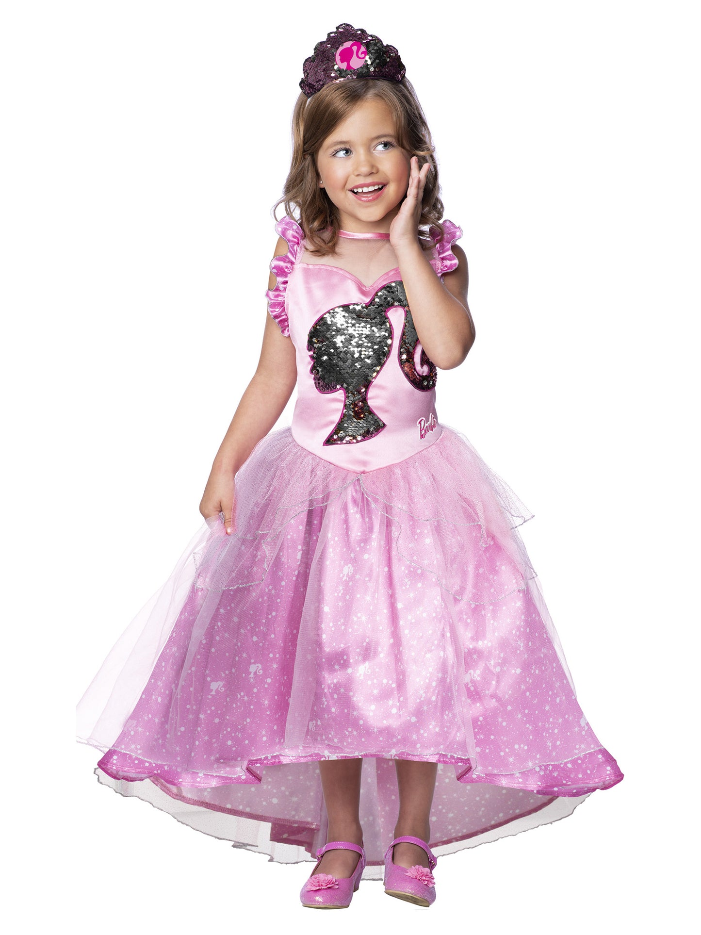 Barbie Princess Kinderkostüm für Mädchen von Rubies mit Kleid und Tiara – Produktansicht