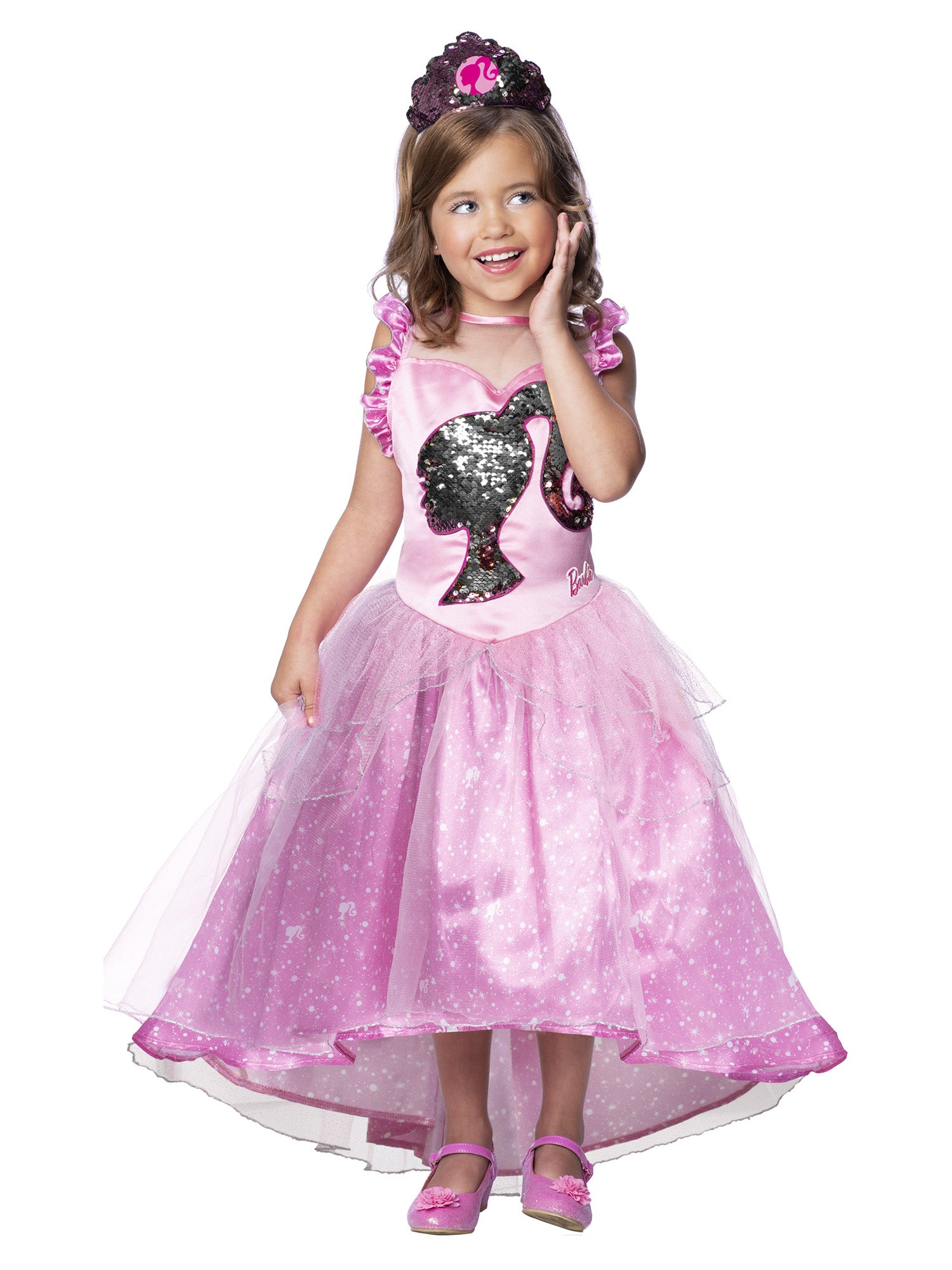 Barbie Princess Kinderkostüm für Mädchen von Rubies mit Kleid und Tiara – Produktansicht