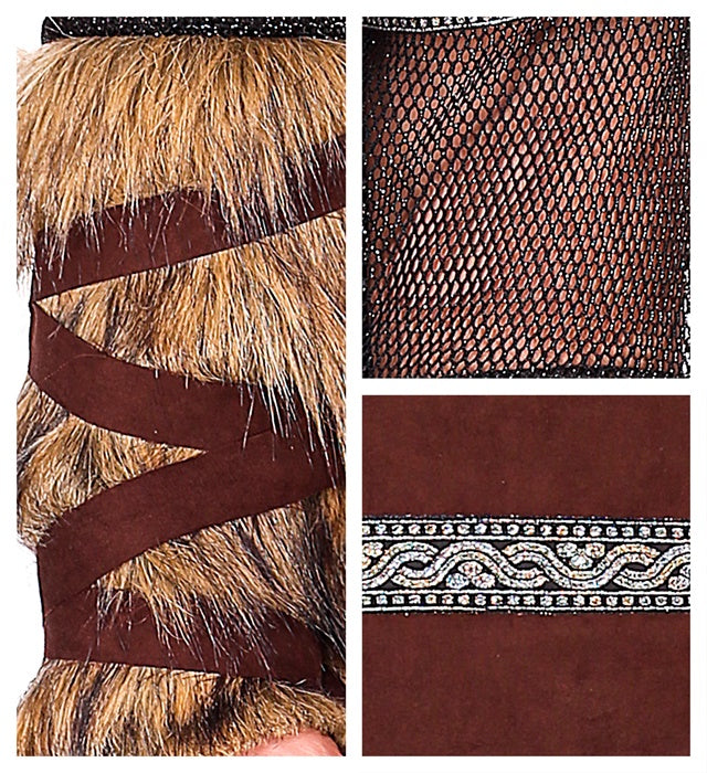 Wikinger-Kostüm Set mit Tunika, Hose, Gürtel, Beinstulpen und Helm für Fasnacht