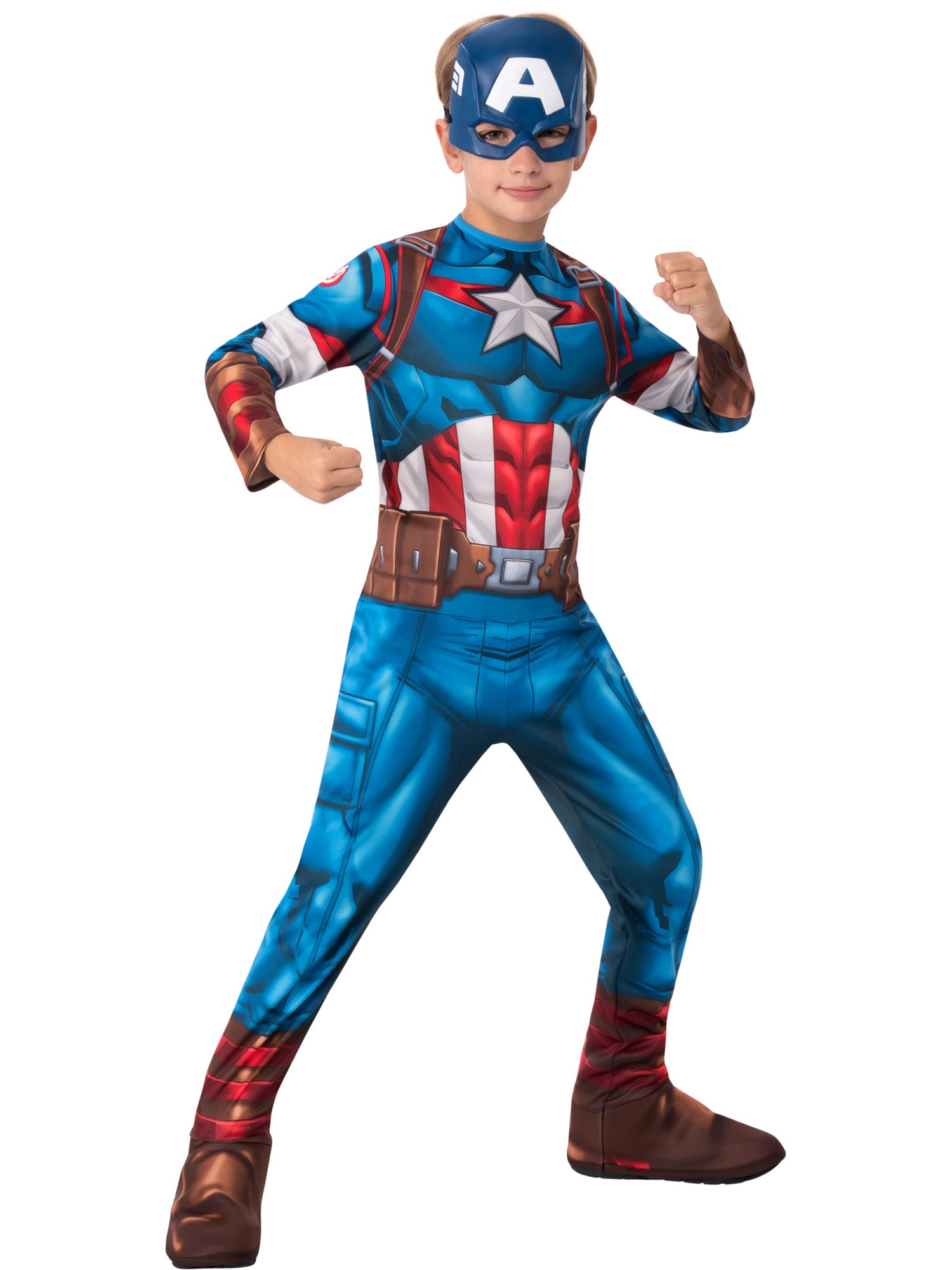 Rubies Captain America Kinderkostüm für Jungen mit Overall und Maske – Produktansicht