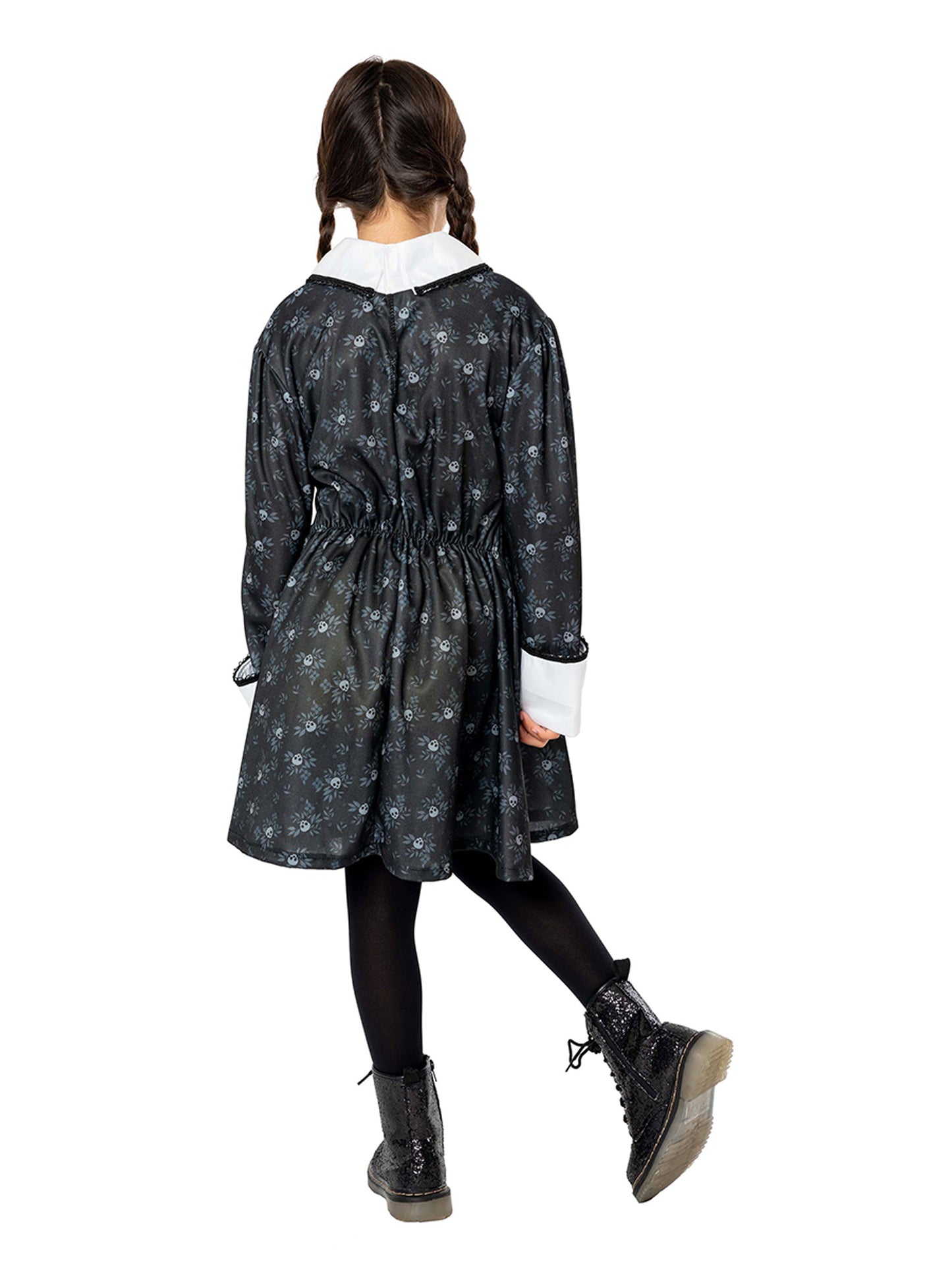 Rubies Wednesday Addams Kinderkostüm für Mädchen mit bedrucktem Kleid – Detailansicht