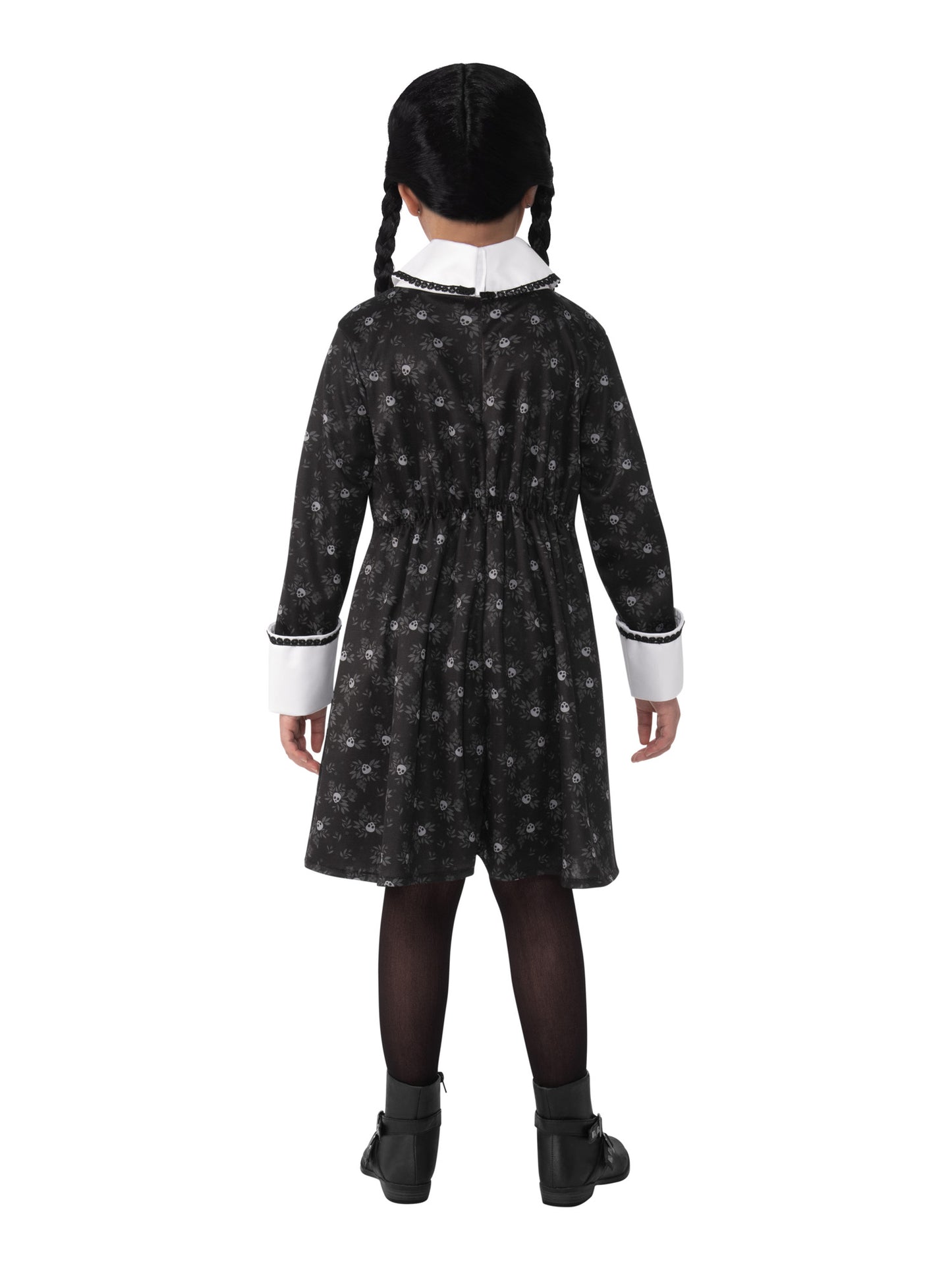Rubies Wednesday Addams Kinderkostüm für Mädchen mit bedrucktem Kleid – Verpackung
