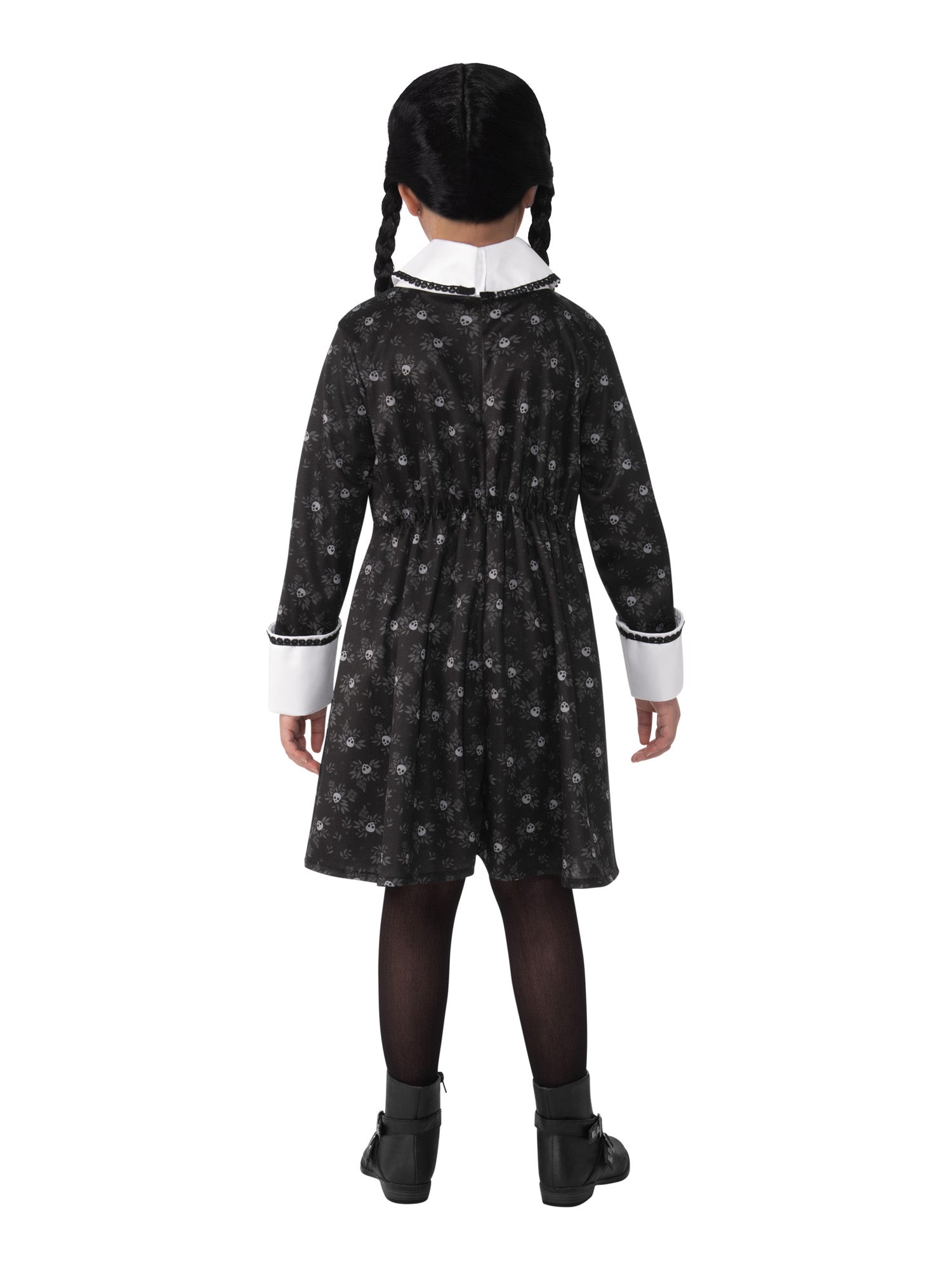 Rubies Wednesday Addams Kinderkostüm für Mädchen mit bedrucktem Kleid – Verpackung