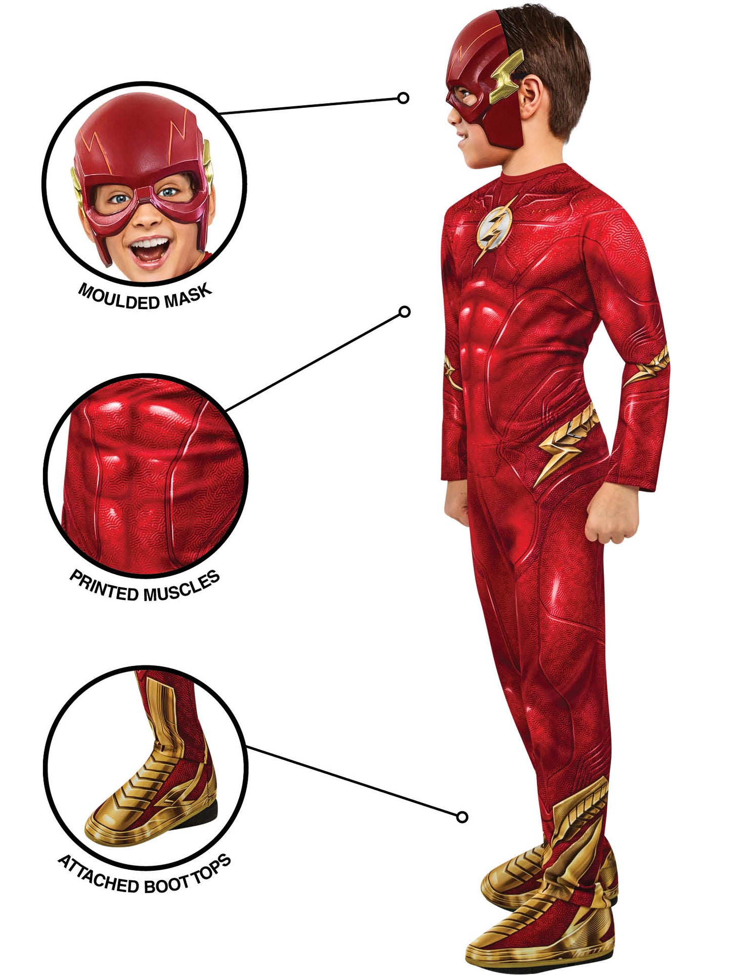 Rubies The Flash Kinderkostüm für Jungen mit Overall und Maske – Seitenansicht