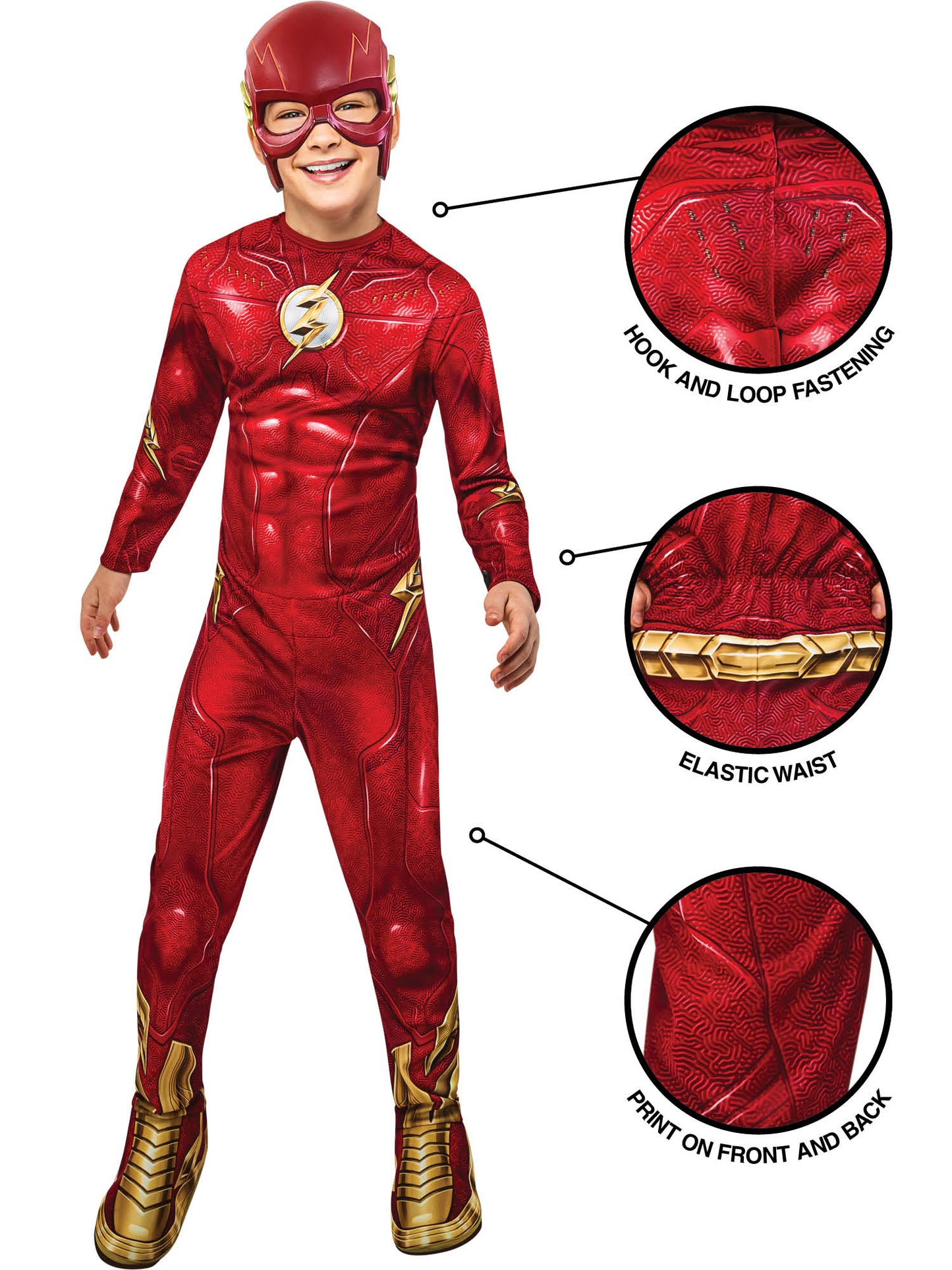 Rubies The Flash Kinderkostüm für Jungen mit Overall und Maske – Rückansicht