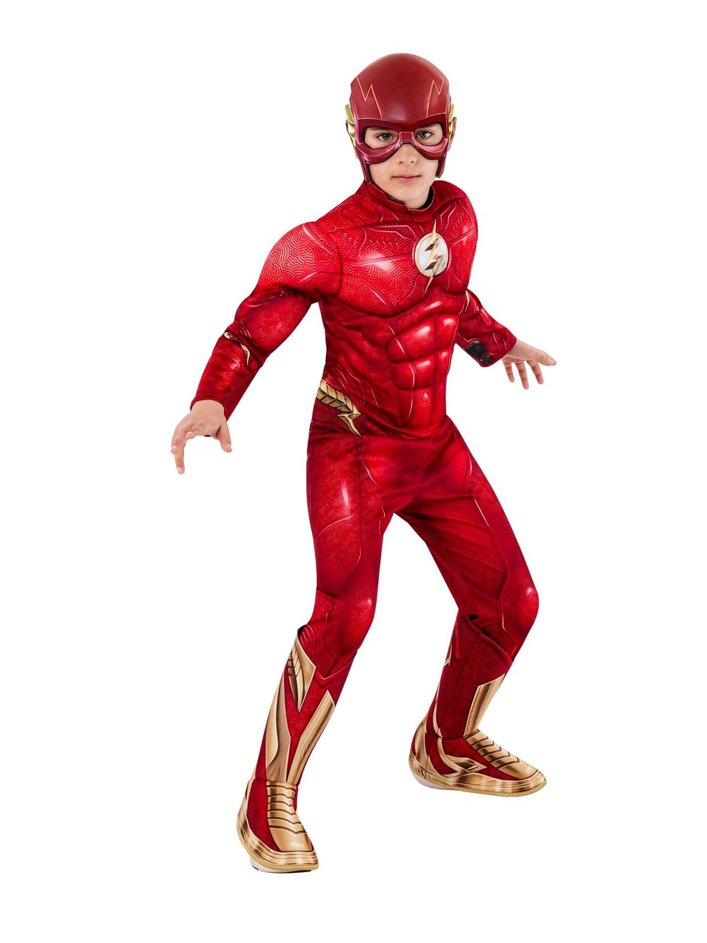Rubies The Flash Deluxe Kinderkostüm mit Overall und Maske – Detailansicht