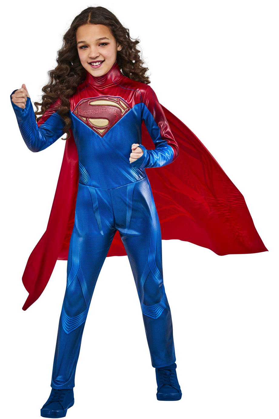 Supergirl Kinderkostüm für Mädchen von Rubies mit Overall und Umhang – Produktansicht