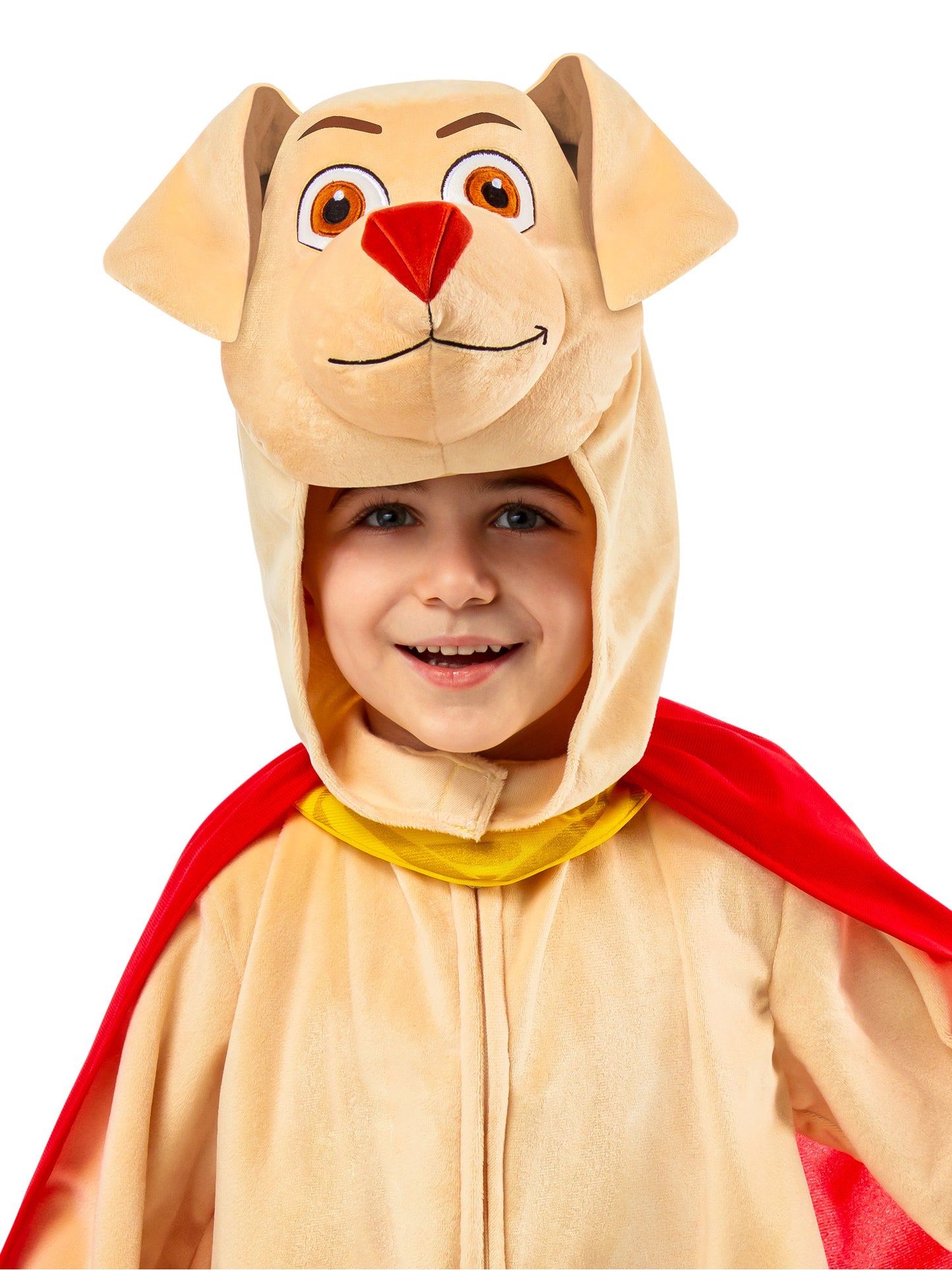 Rubies Krypto Kinderkostuem DC Comics mit Kapuzen-Overall und Umhang – Detailansicht