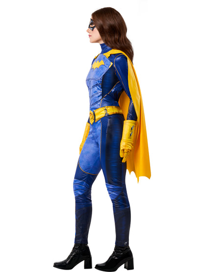 Rubies Batgirl Deluxe Kostüm für Erwachsene mit Overall, Umhang und Handschuhen – Seitenansicht
