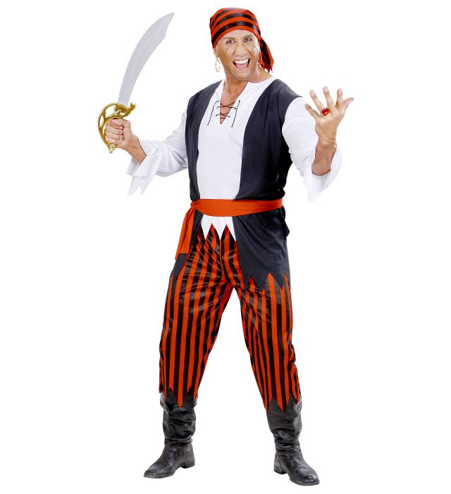 Karibischer Pirat Kostüm mit Hemd, Weste, Hose, Gürtel und Bandana